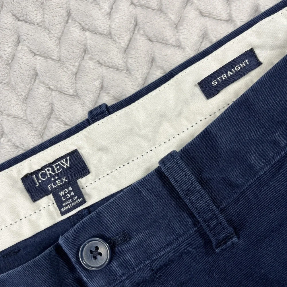 J. Crew Men's Straight Fit Flex Chino Pant Cotton H3186 Blue Size W34 L32 tag34